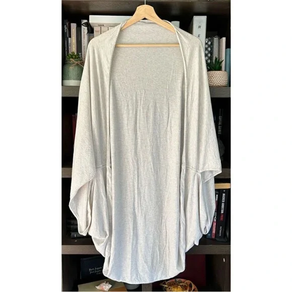 Lululemon 2 Way Sage Scarf Cotton Wee Stripe Heathered Grey White Wrap One Size - Picture 4 of 8